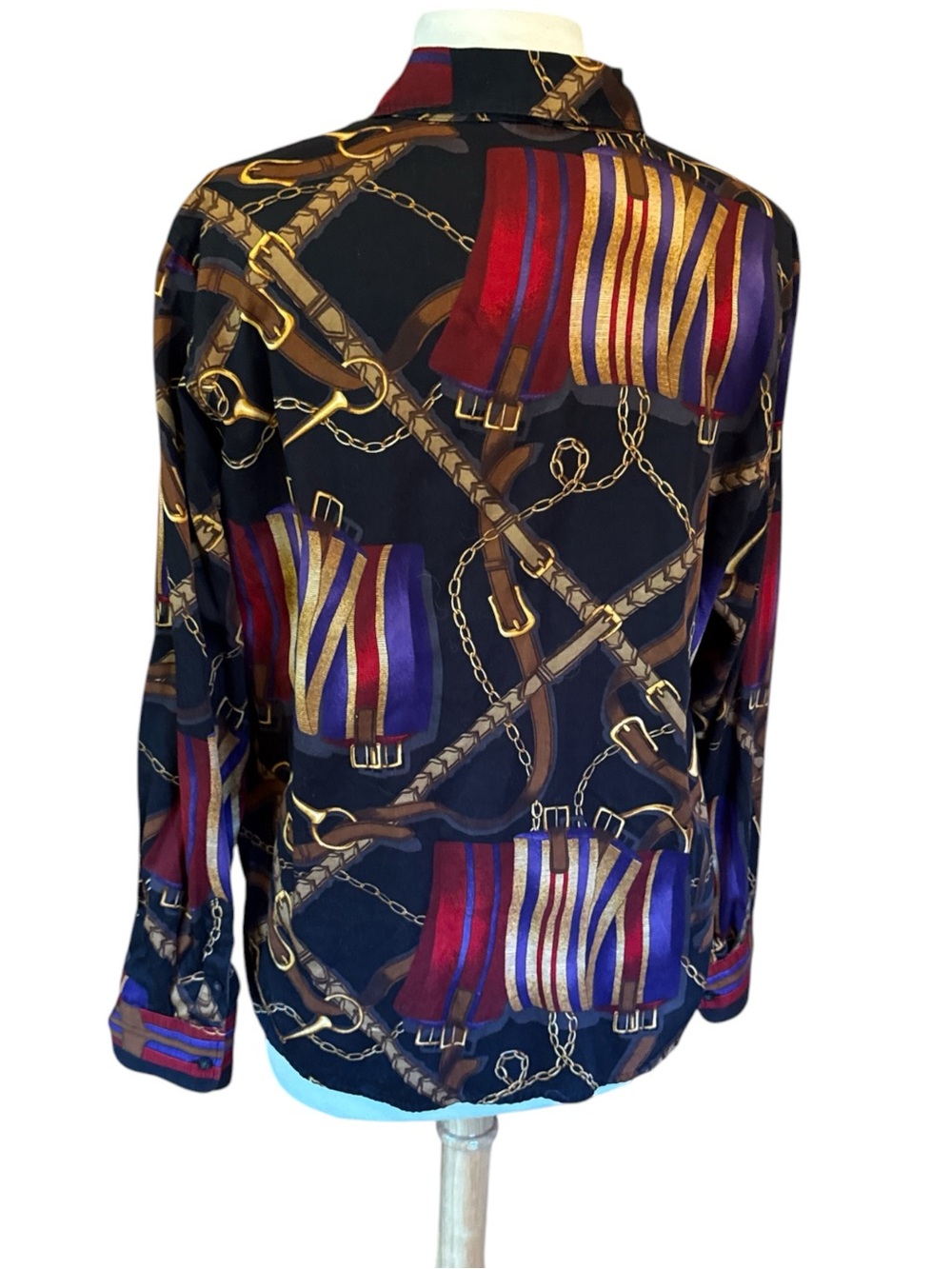 Lauren Ralph Lauren Vintage Button-Down Top Equestrian Print Excellent Size Med - Picture 3 of 9
